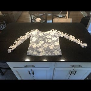 Cold shoulder cut sleeve sweater